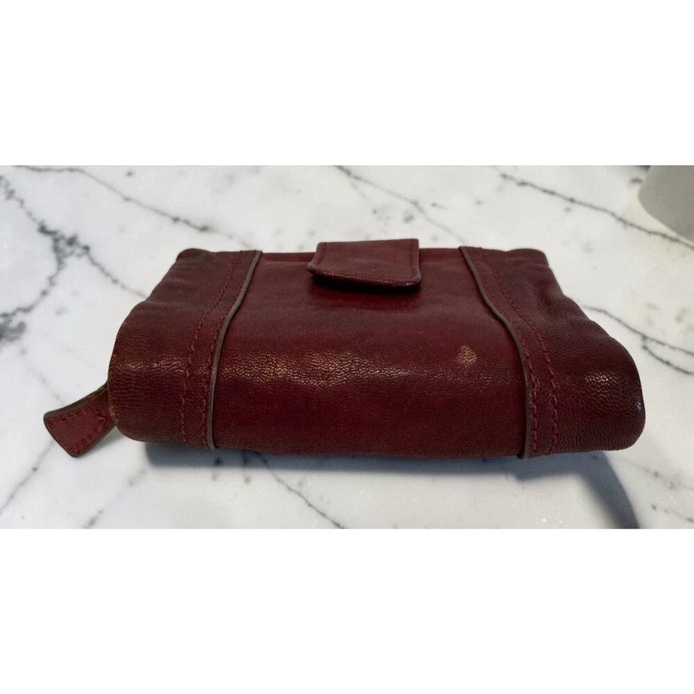 Fossil Wallet Burgundy Leather Bifold  Zip Coin Pocket